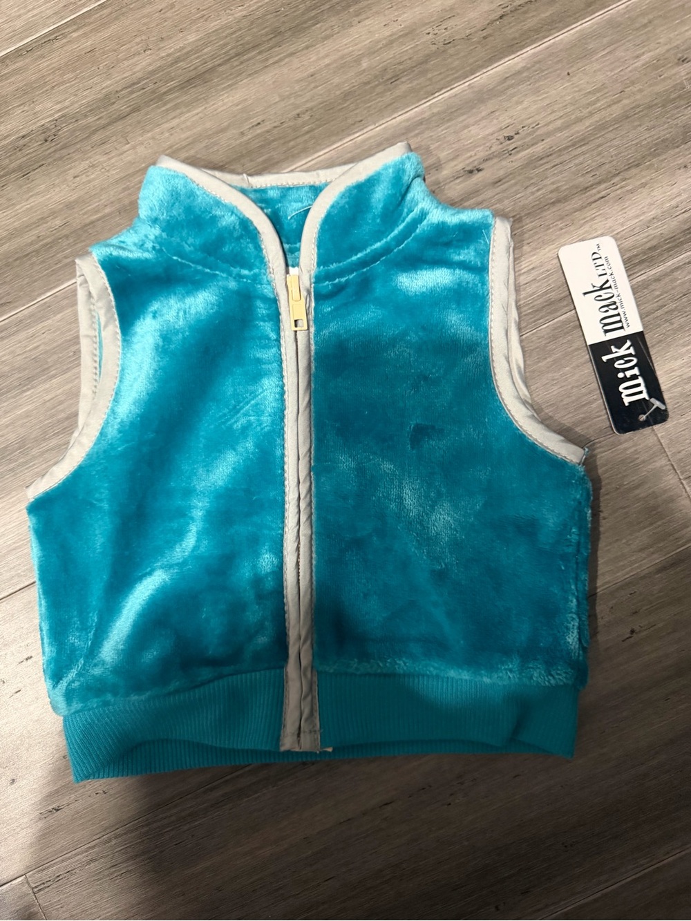 Kids Plush Turquoise Vest with Front Zip
